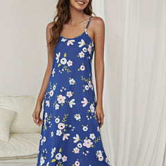 Floral Print Backless Nightdress