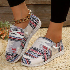 Women's Geometric Pattern Canvas Flat Shoes