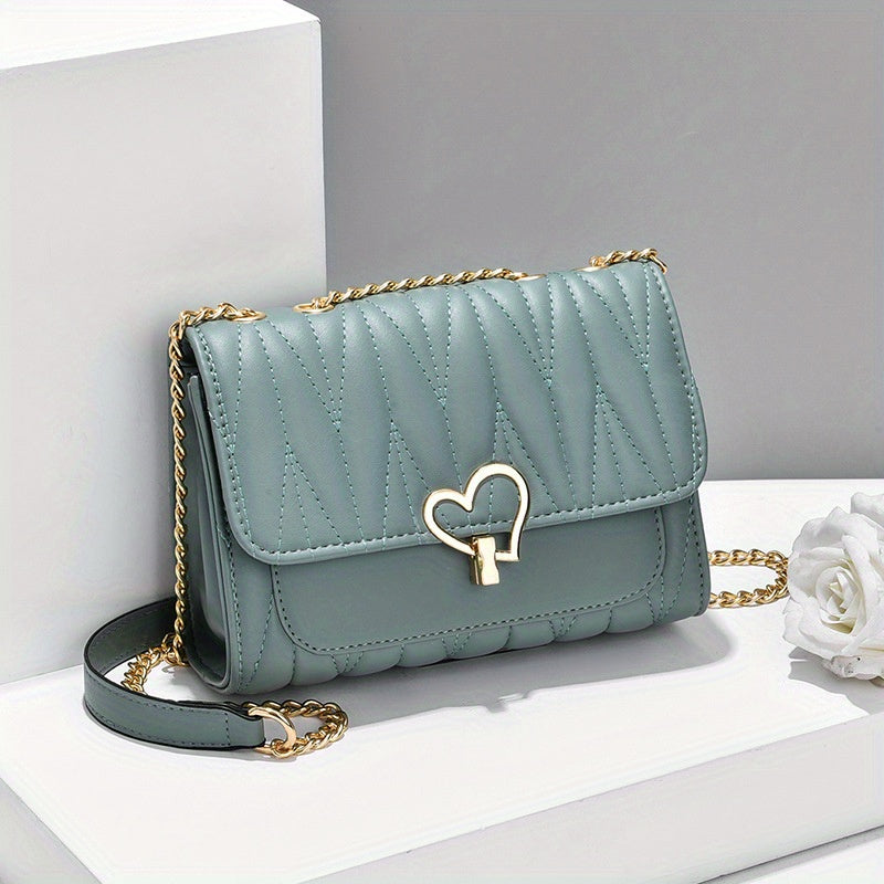 Quilted Chain Crossbody Bag Turn Lock Shoulder Bag Small Purses