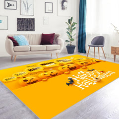 Yellow Pumpkin Pattern Carpet Easy to Clean Living Room Kitchen Fall Decor