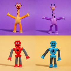 4pcs Giraffe Robot Stretch Toys DIY Transformable Relax Figures