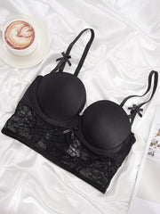Contrast Lace T Shirt Bra Comfy & Push Up Bra Women's Lingerie