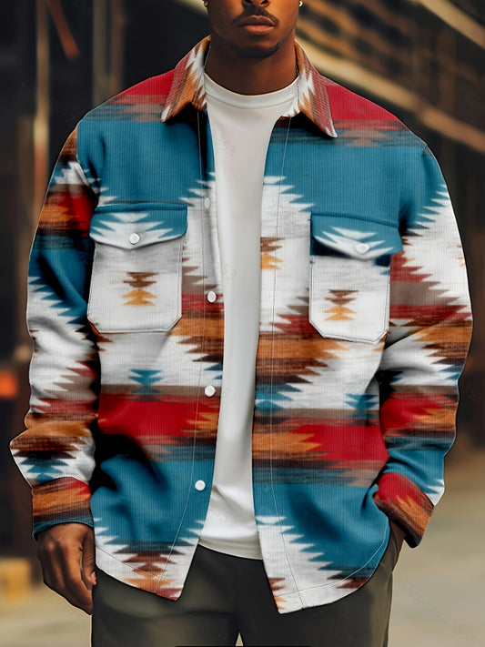 Ethnic Style Men's Long Sleeve Shirt Jacket For Autumn