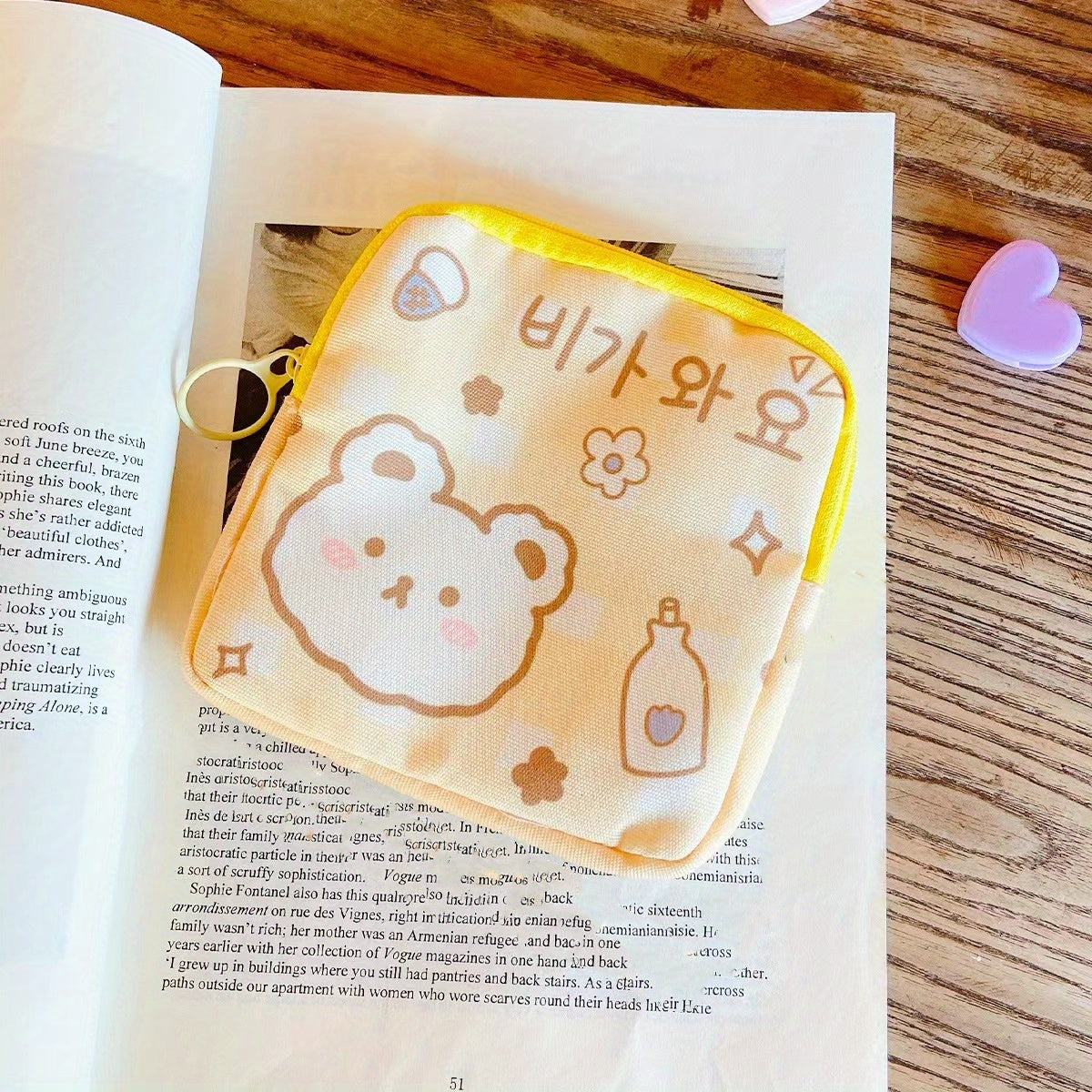 Cartoon Pattern Zipper Storage Bag Portable Sanitary Napkin Bag