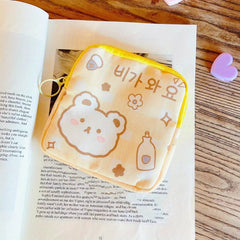 Cartoon Pattern Zipper Storage Bag Portable Sanitary Napkin Bag
