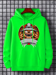 Men's Pumpkin Devil Graphic Hoodie for Halloween