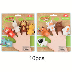 10-Pack Animal Finger Puppet Sets Educational Toy