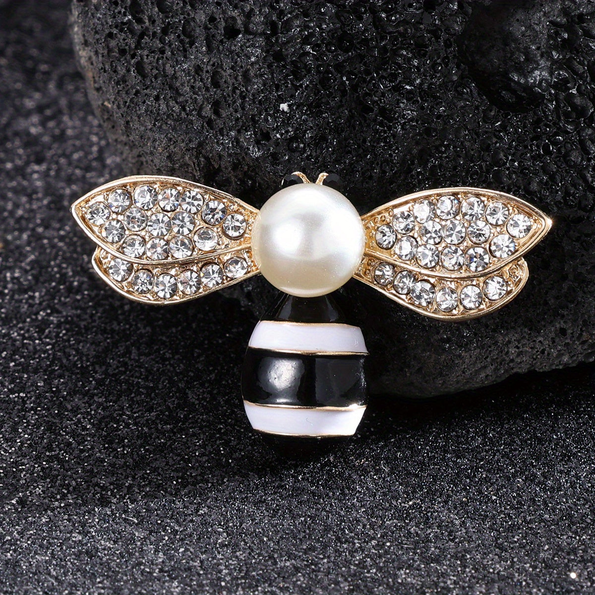 Enamel Pearl Bee Brooch Men Women