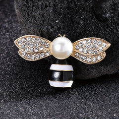 Enamel Pearl Bee Brooch Men Women