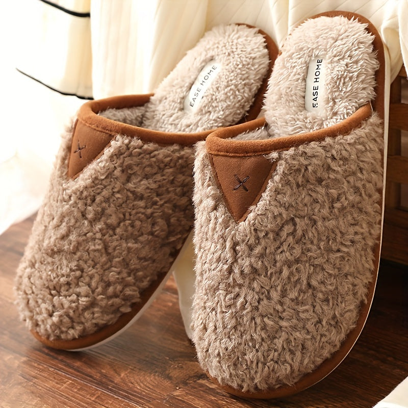 Cozy Plush House Slippers for Men - Anti-Skid Indoor Shoes