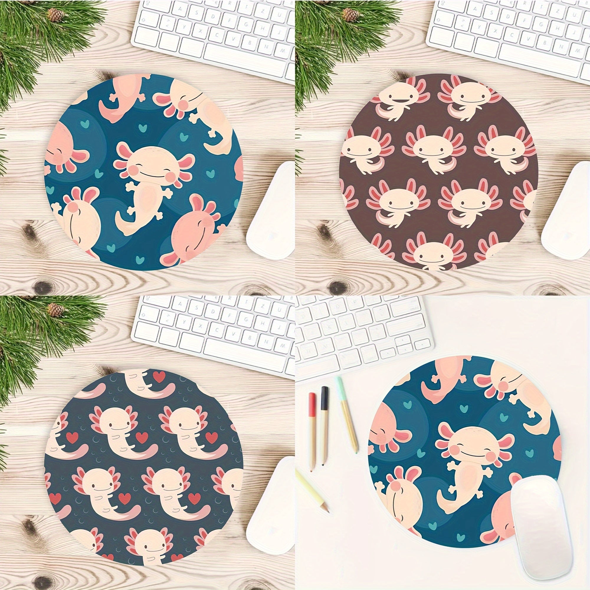 Cartoon Animal Mouse Pad Round Non-slip Rubber Mouse Mat for Office