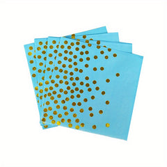 25pcs Bronzing Polka Dot Napkins Plates Cups Party Supplies