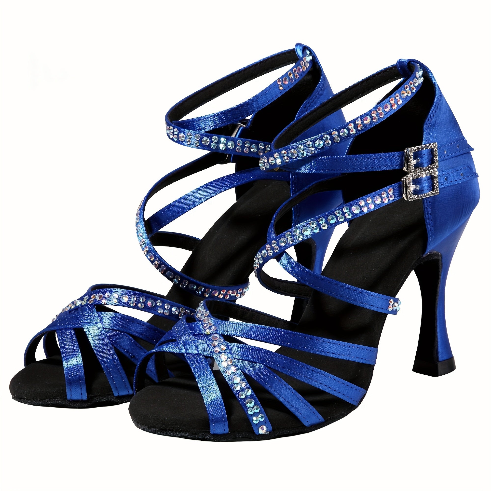 Rhinestone Dance Sandals Cross Strap Heels