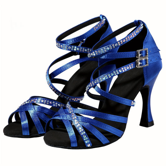 Rhinestone Dance Sandals Cross Strap Heels
