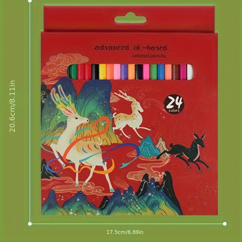 12 24pcs Artistic Drawing Pencils Set Vibrant Colors