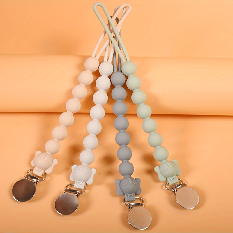 Teething Silicone Beads Pacifier Chain with Steel Buckle