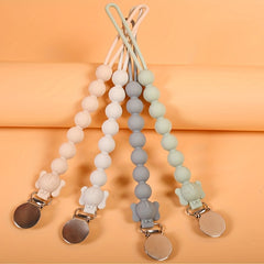 Teething Silicone Beads Pacifier Chain with Steel Buckle