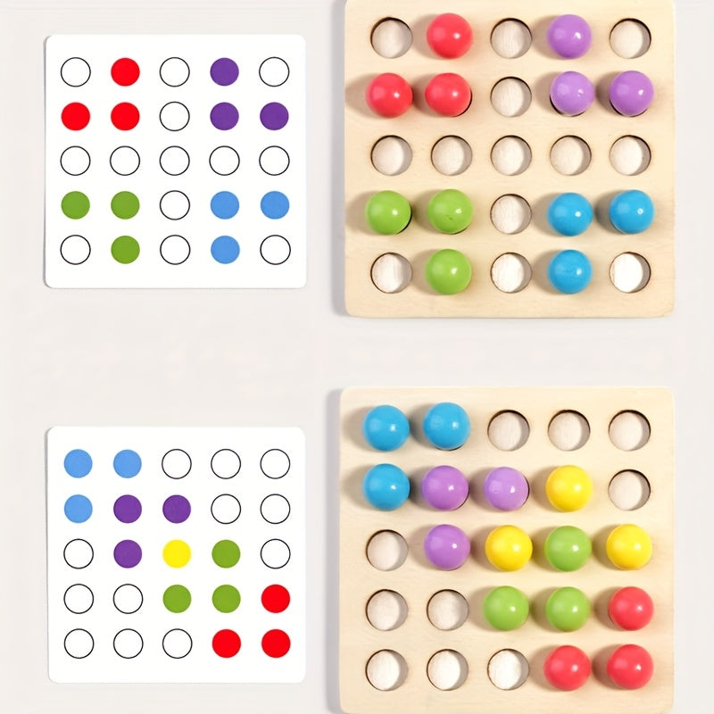 Wooden Bead Sorting & Matching Game Educational Toy for Kids