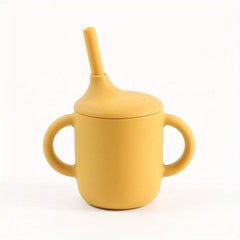 Children's Silicone Learning Cup with Straw and Handle