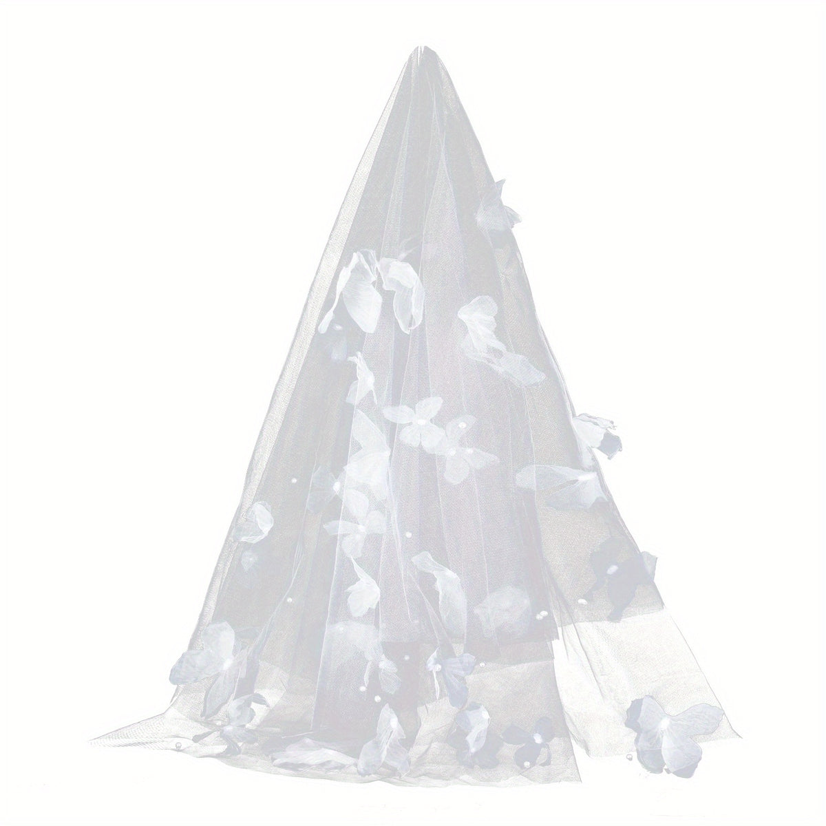 Butterfly Tulle Bridal Veil Floral Layering Wedding Headpiece