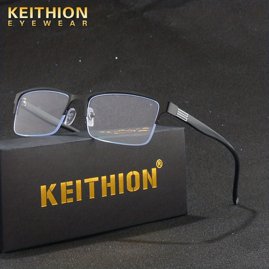 Men's Metal Half Frame Reading Glasses Light Blocking
