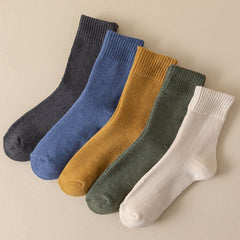 5 Pairs Women's Winter Boot Socks Thickened Warm Mid Tube Socks