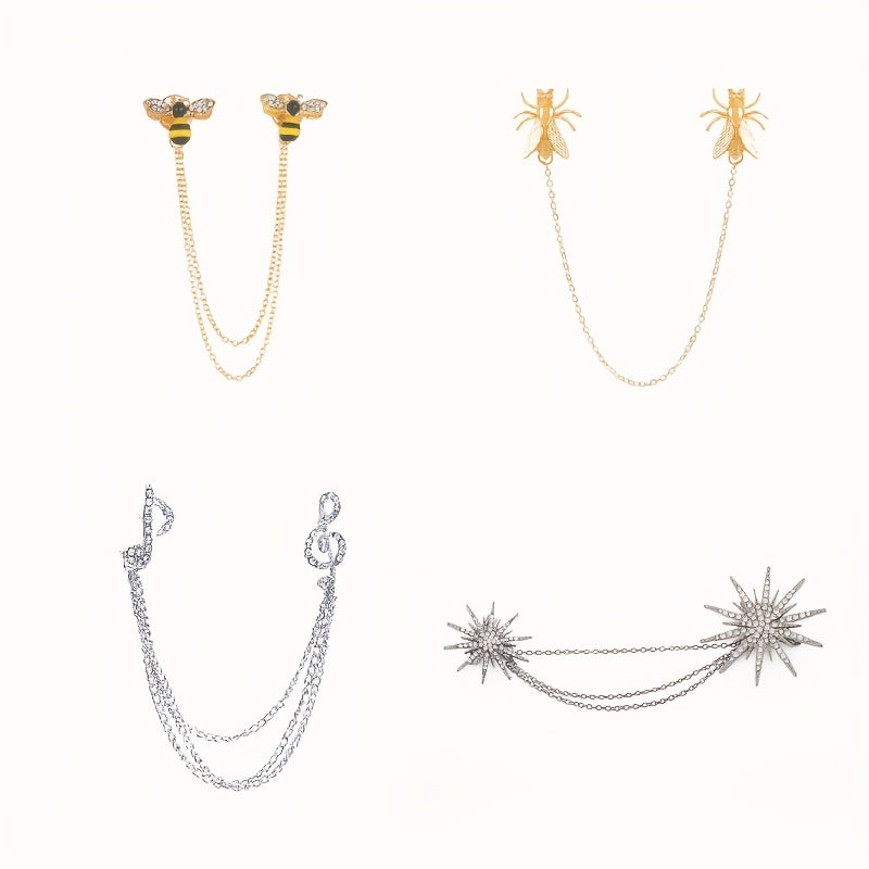Music Note Snowflake Tassel Chain Brooch Insect Bee Cicada Beetle Tassel Chain