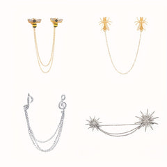 Music Note Snowflake Tassel Chain Brooch Insect Bee Cicada Beetle Tassel Chain