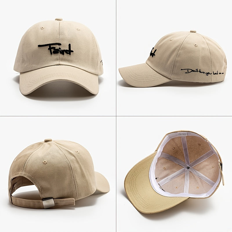 Peach Heart Embroidery Baseball Cap Solid Adjustable Women Sun Hats