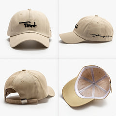 Peach Heart Embroidery Baseball Cap Solid Adjustable Women Sun Hats