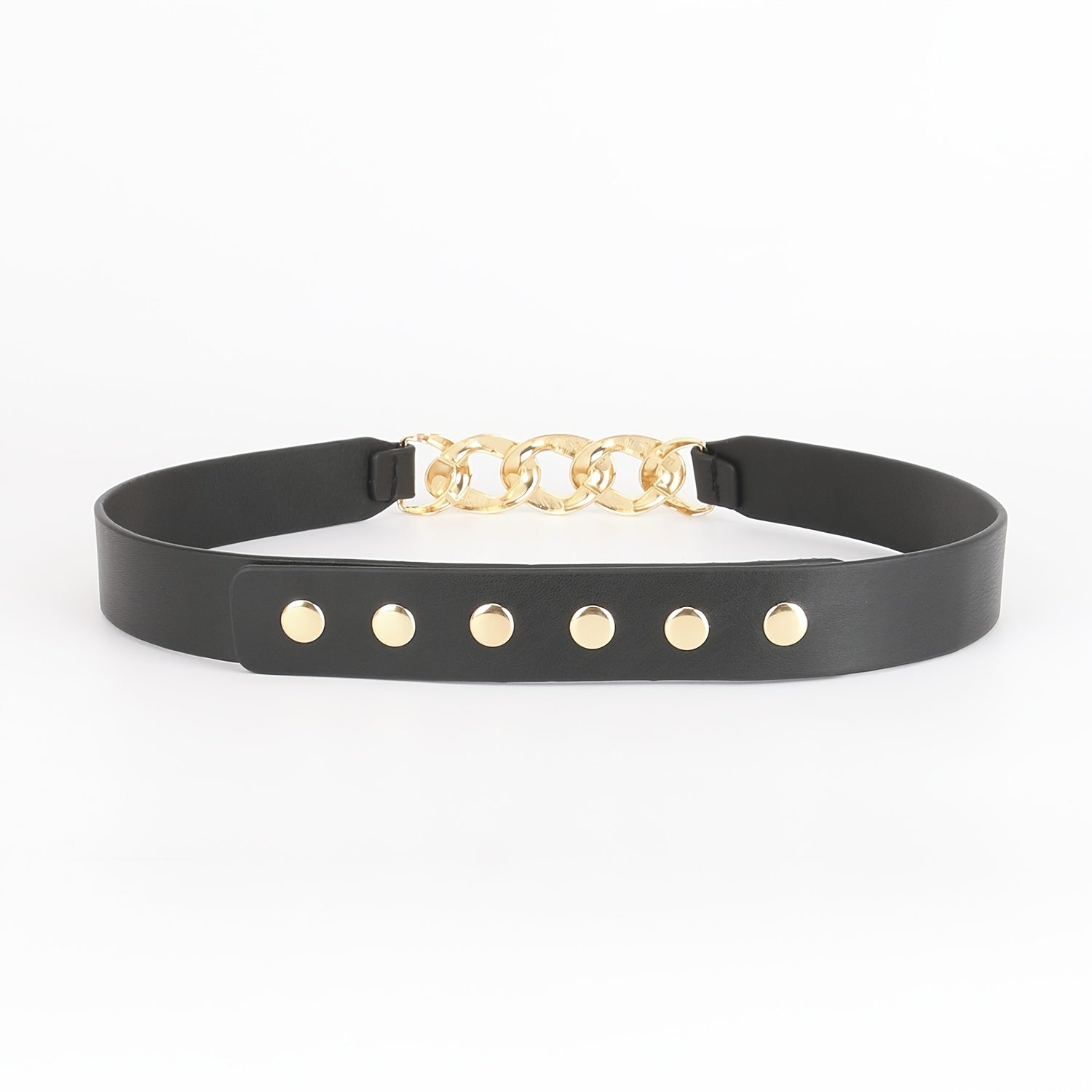 Chain Buckle Ladies Belt Women Skinny Waist Belt with Golden Metal Chain