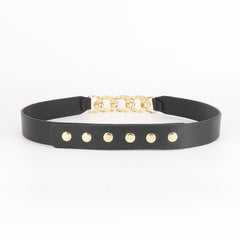 Chain Buckle Ladies Belt Women Skinny Waist Belt with Golden Metal Chain
