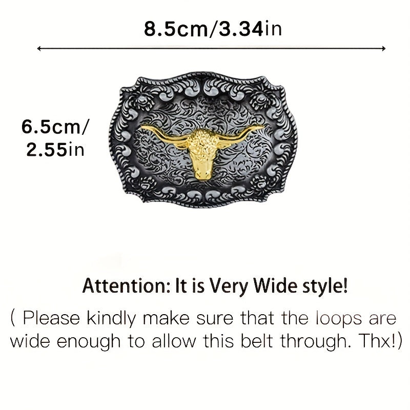 Men's Carved Retro Button Western Cowboy Belt Buckle