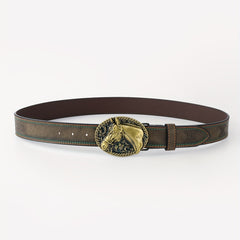 Men's Yellow Buckle Belt PU Leather