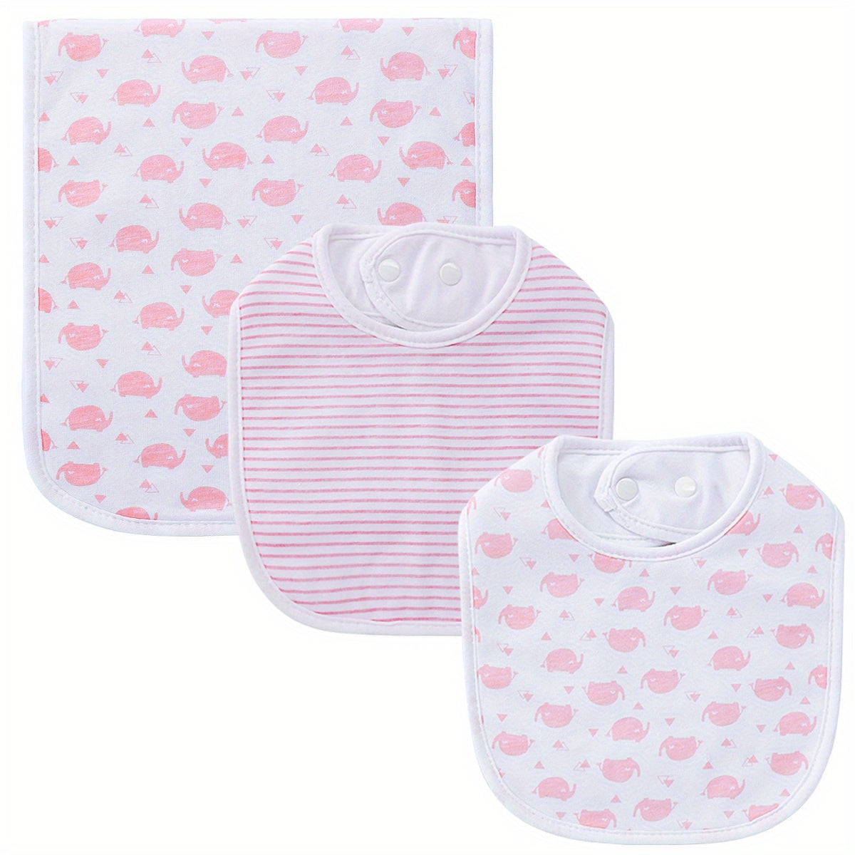 Soft & Absorbent Unisex Burp Cloth & Bib Sets - 3 Pack