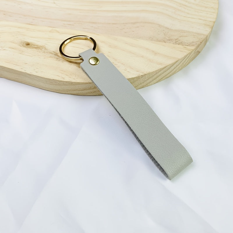 Stylish PU Leather Keychain Key Ring Gift for Him Her