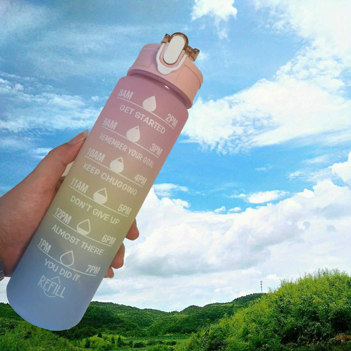 25oz 750ml Motivational Water Bottle Time Marker Gradient Non Toxic for Sports