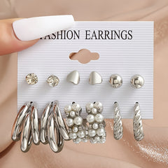 9 Styles Heart Butterfly Geometric Earrings Set Women's Jewelry