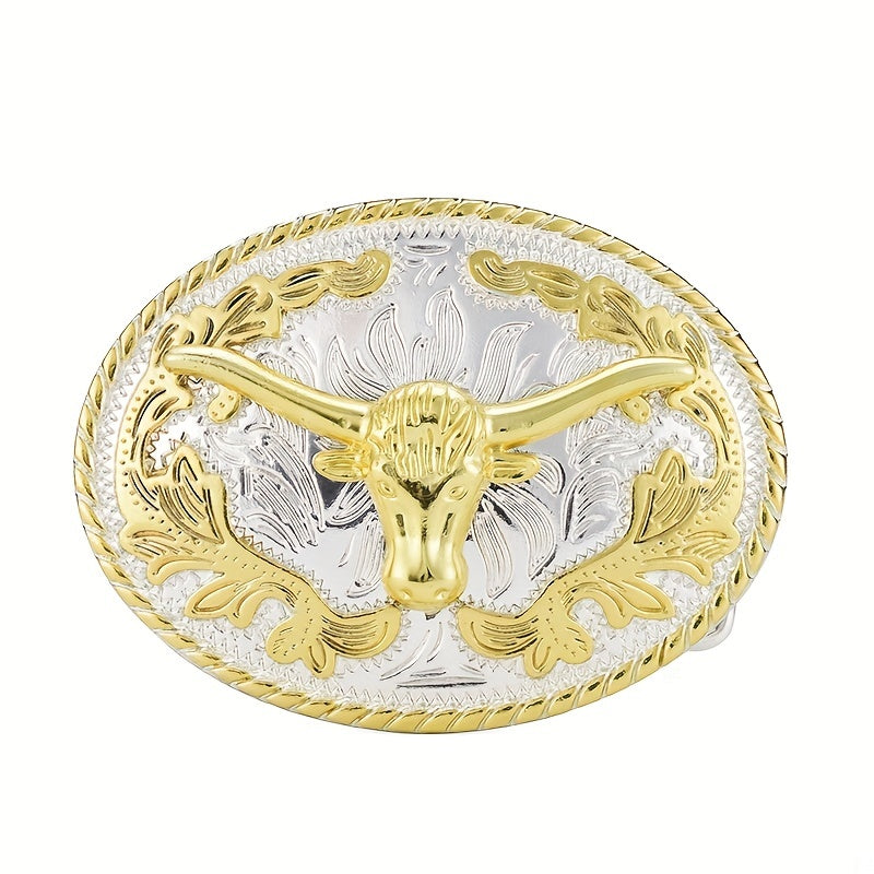 Men's Carved Retro Button Western Cowboy Belt Buckle
