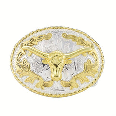Men's Carved Retro Button Western Cowboy Belt Buckle