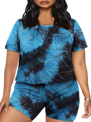  Tie Dye Crew Neck Top & Shorts Set
