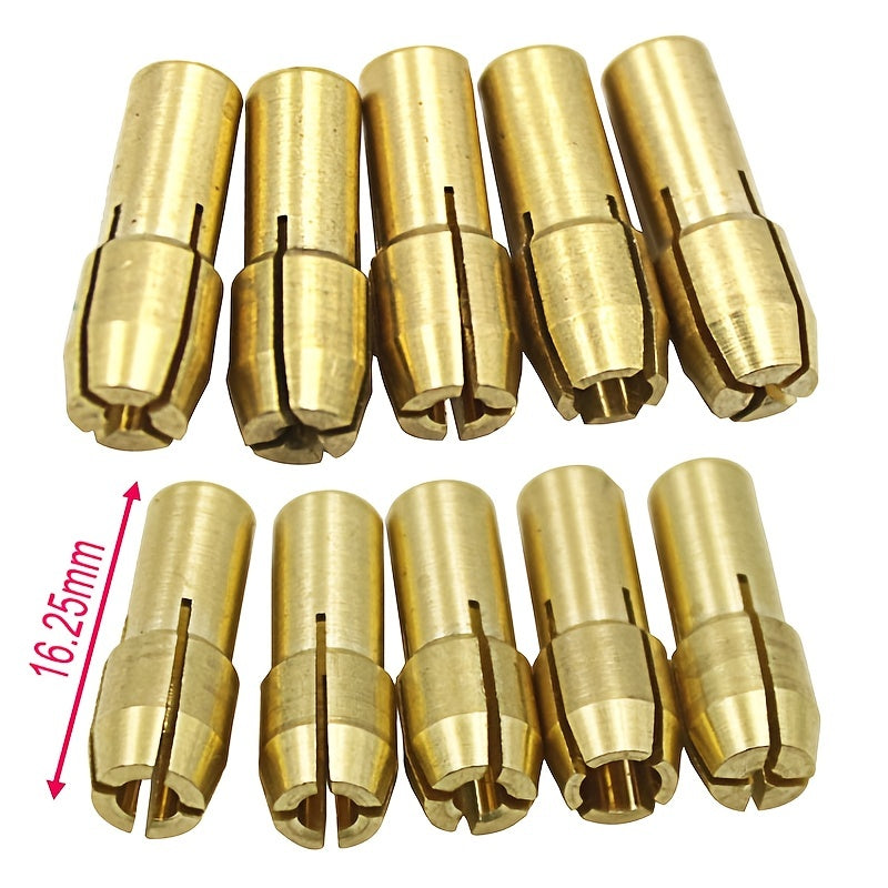 11pcs Brass Collet Set Rotary Tool 0.5-3.2mm Replacement Nut Quick Change Drill