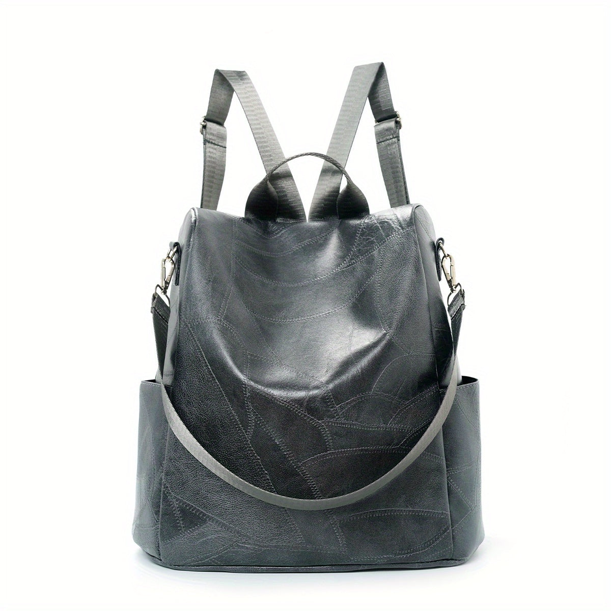 Anti Theft PU Leather Backpack Large Capacity School Travel Bag