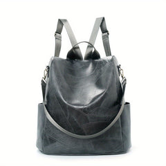 Anti Theft PU Leather Backpack Large Capacity School Travel Bag
