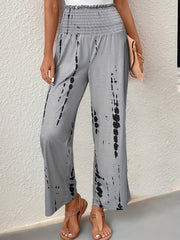  Tie Dye Ruffle Trim Wide Leg Trousers