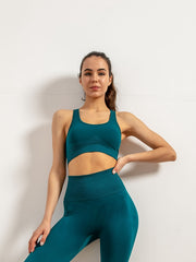 Women's U Neck Racer Back Sports Bra & Ribbed Tank Top