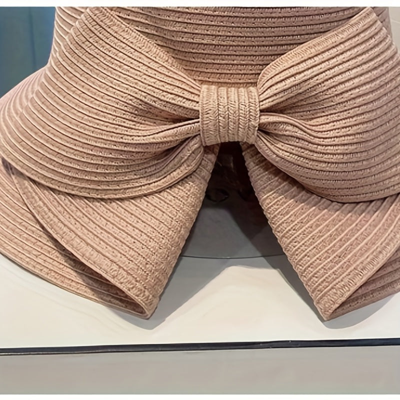 Pearl Big Brim Straw Hat Top Hat Sun Protection Hat
