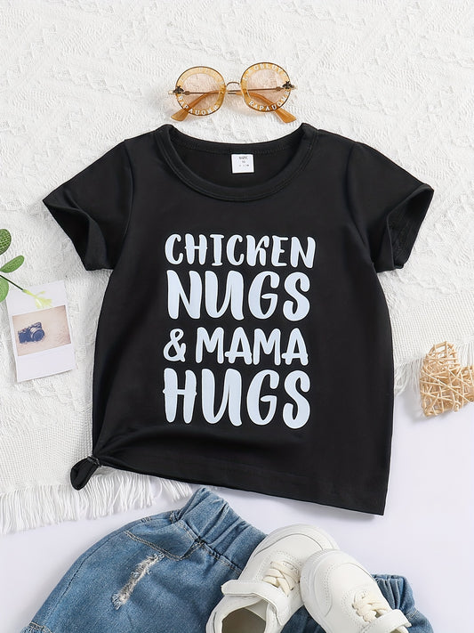 Baby Chicken Nugs & Mama Hugs Round Neck T Shirt