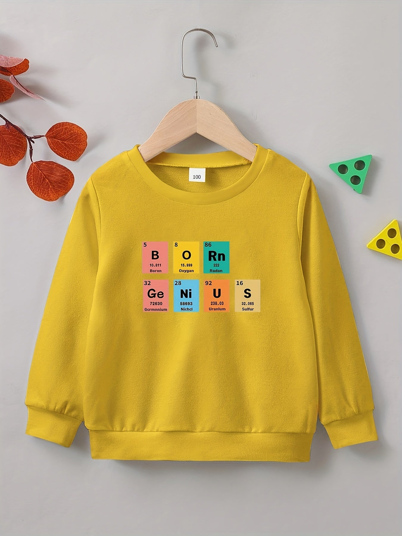Letter Print Boys Casual Creative Pullover Sweatshirt Long Sleeve Crew Neck Tops