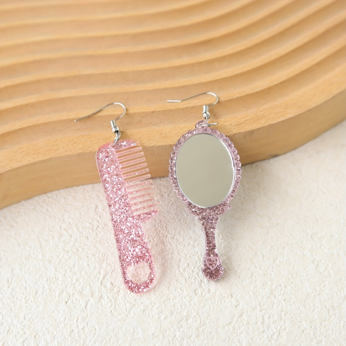 Y2K Acrylic Mirror Comb Earrings Cute Female Gift